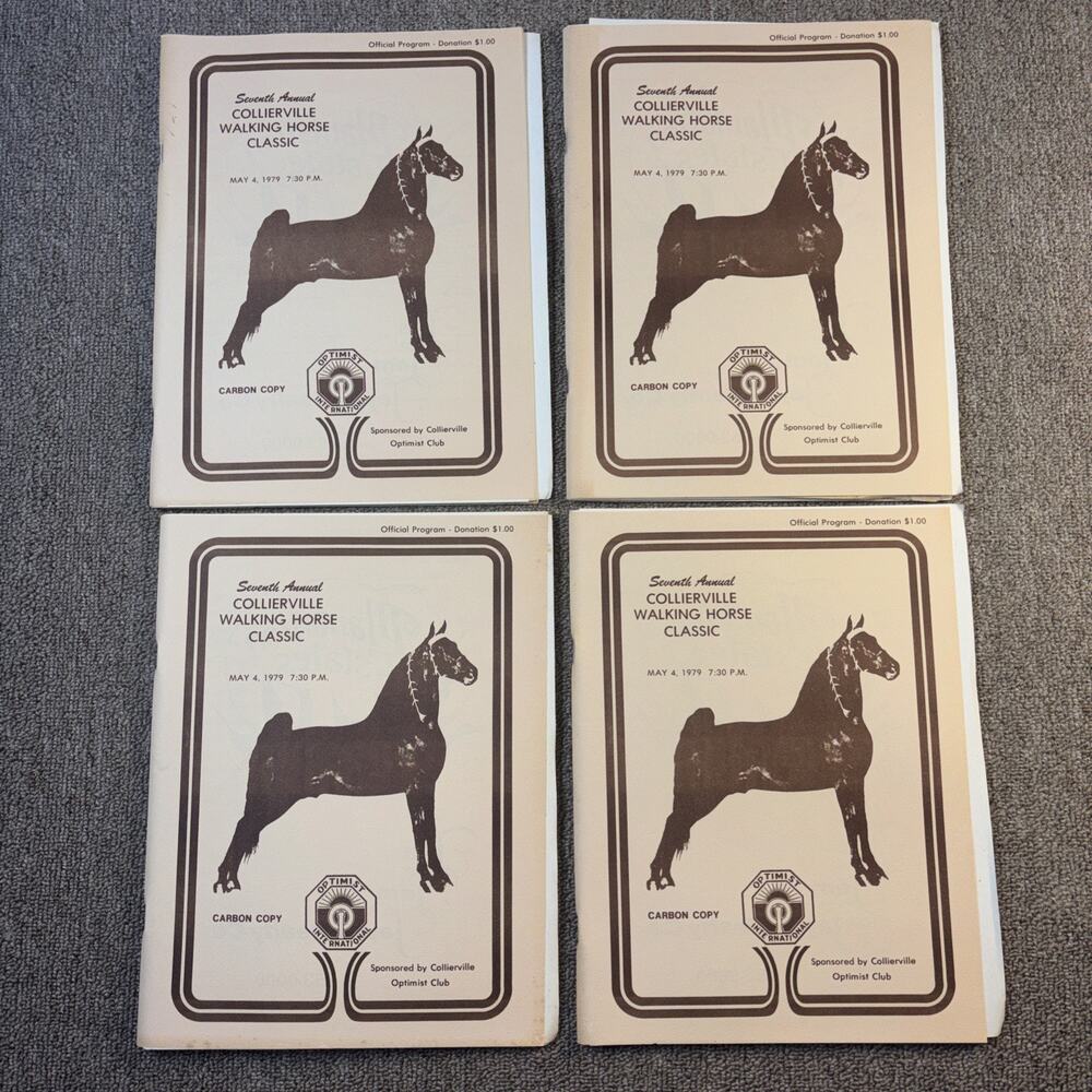 Lot of 4 1979 Collierville TN Walking Horse Classic Programs w/ Patron Insert